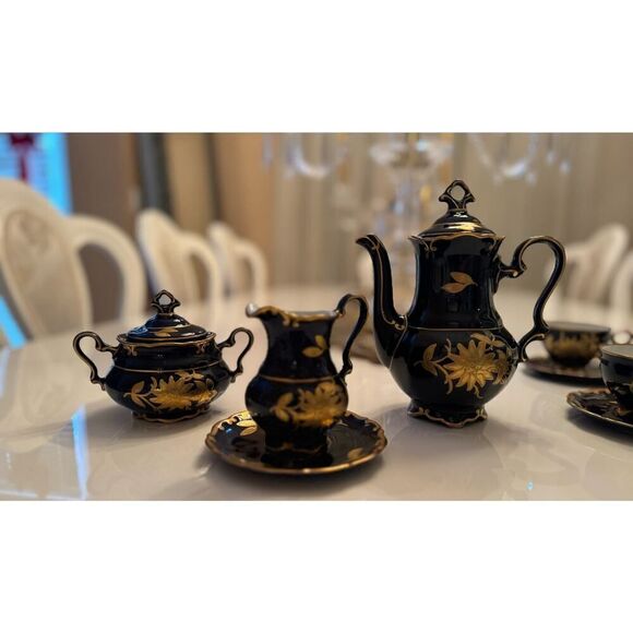 JLMENAU Graf Von Henneberg-Porzellan 1777 Echt Kobalt Germany Coffee Set - Picture 4 of 16